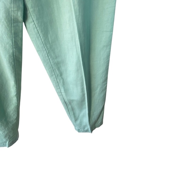 Vintage Contempo Casuals Pleated High Rise Mint Green Linen Cotton Trouser Pants - Picture 8 of 11